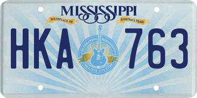MS license plate HKA763