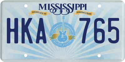 MS license plate HKA765