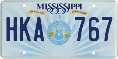 MS license plate HKA767