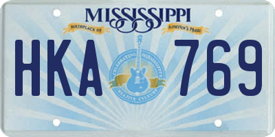 MS license plate HKA769