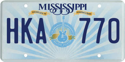 MS license plate HKA770