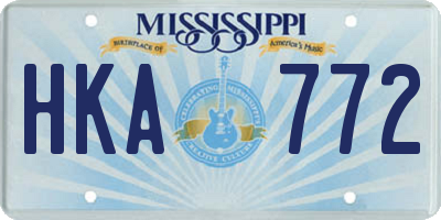 MS license plate HKA772