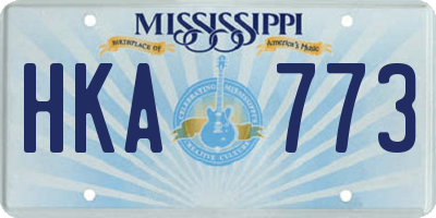 MS license plate HKA773
