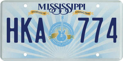 MS license plate HKA774