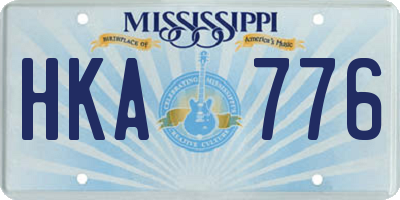 MS license plate HKA776