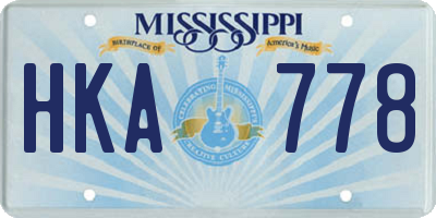 MS license plate HKA778