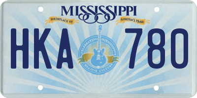MS license plate HKA780