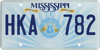 MS license plate HKA782