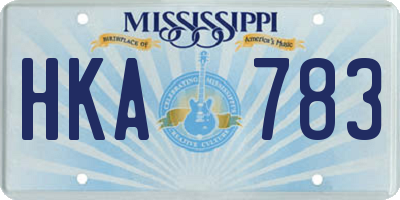 MS license plate HKA783