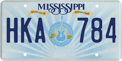 MS license plate HKA784