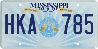 MS license plate HKA785