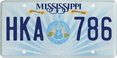 MS license plate HKA786