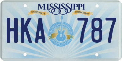 MS license plate HKA787