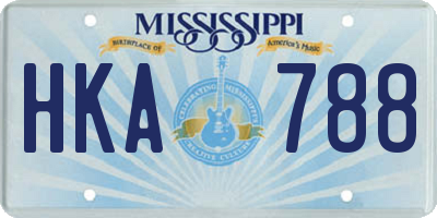 MS license plate HKA788