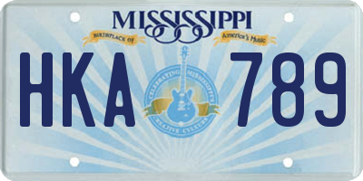 MS license plate HKA789
