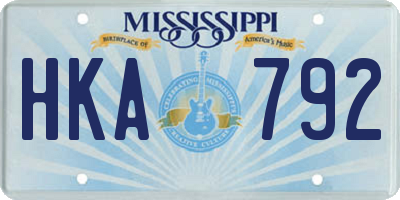 MS license plate HKA792
