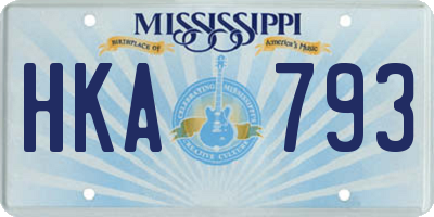 MS license plate HKA793