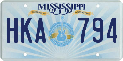 MS license plate HKA794