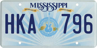 MS license plate HKA796