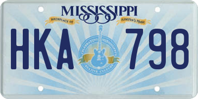 MS license plate HKA798