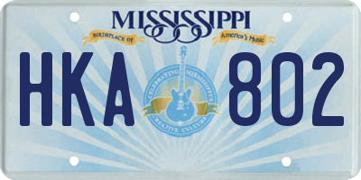 MS license plate HKA802