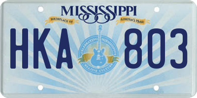 MS license plate HKA803
