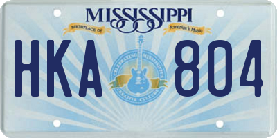 MS license plate HKA804