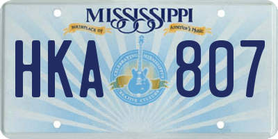 MS license plate HKA807