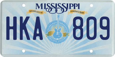 MS license plate HKA809