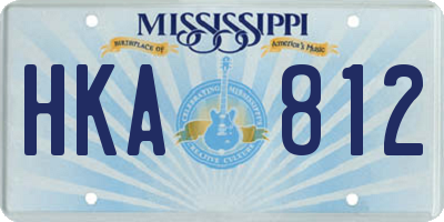 MS license plate HKA812