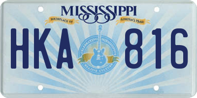 MS license plate HKA816