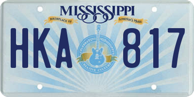 MS license plate HKA817