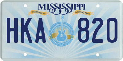 MS license plate HKA820