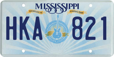 MS license plate HKA821