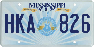 MS license plate HKA826