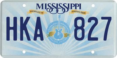 MS license plate HKA827