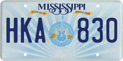 MS license plate HKA830