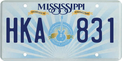 MS license plate HKA831