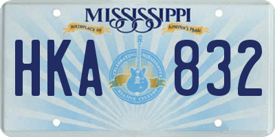 MS license plate HKA832