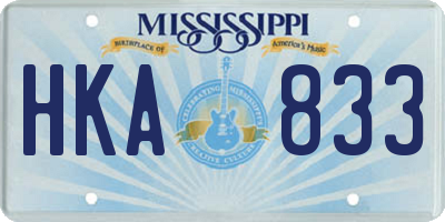MS license plate HKA833
