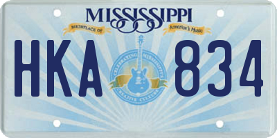MS license plate HKA834