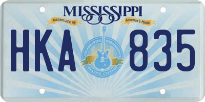 MS license plate HKA835