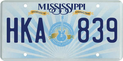 MS license plate HKA839