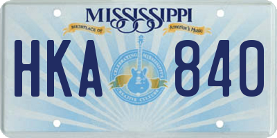 MS license plate HKA840