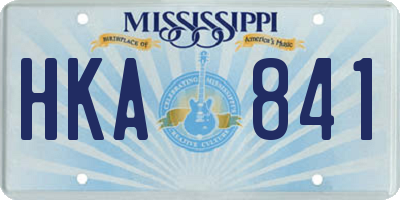 MS license plate HKA841