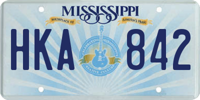 MS license plate HKA842