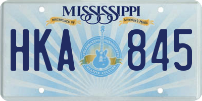 MS license plate HKA845