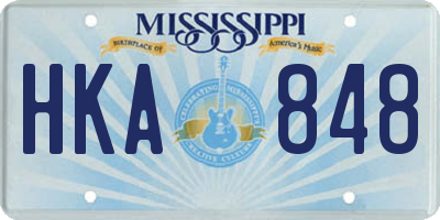 MS license plate HKA848