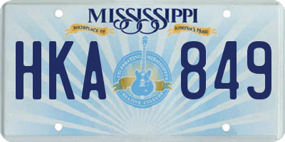 MS license plate HKA849