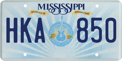 MS license plate HKA850
